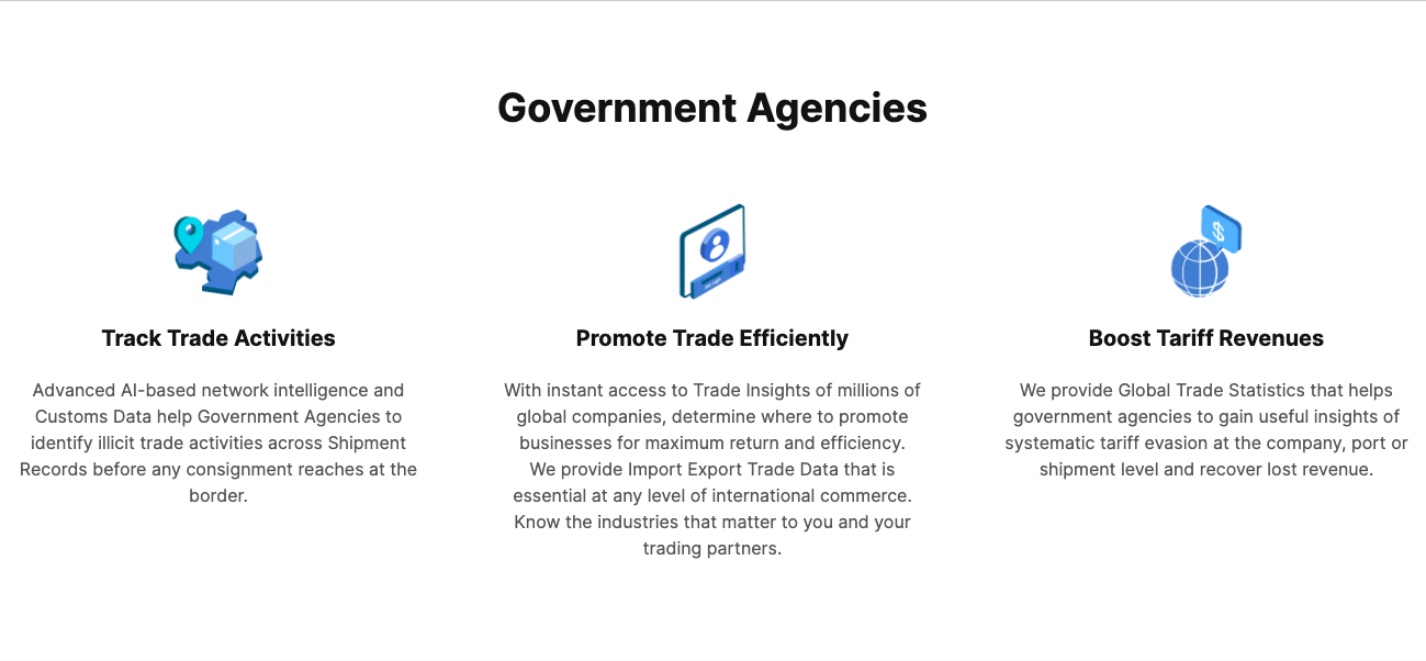 TradeData.Pro's solutions for government agencies