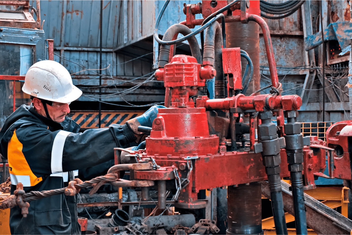 Man working an oil driller